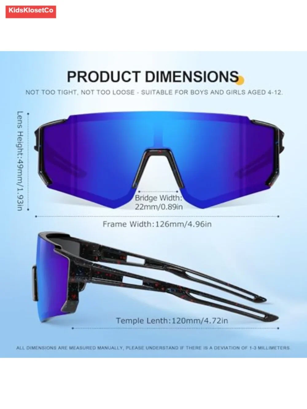 3PK Kids Sunglasses Youth Baseball Sports Cycling Goggles UV Protection